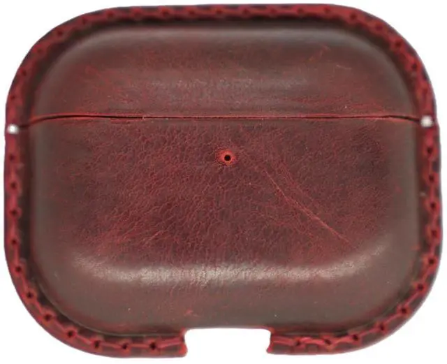 Main image of JJNUSA Genuine Vintage Leather Distressed Leather for Apple Airpods Pro 3 3rd Gen (2025) Wireless Charging Protective Cover Earbud Case Compatible with MagSafe Red