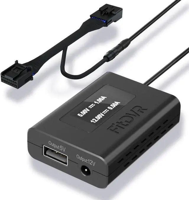 Main image of FitDVR Dash Camera Power Adapter (16-Pin) for Toyota and Lexus and More, Dashcam Charger Cable, USB Power Source, 5V 12V Output, D3-011
