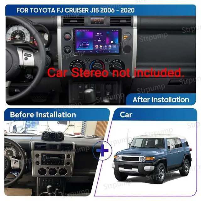 Alt view image 2 of 5 - Strpump 9'' Car Radio Stereo Dash Frame Fascia Bezel Panel w/Power Harness Cable Compatible for Toyota FJ Cruiser 2007~08 08 10 11 12 13 14 15 16 17 18
