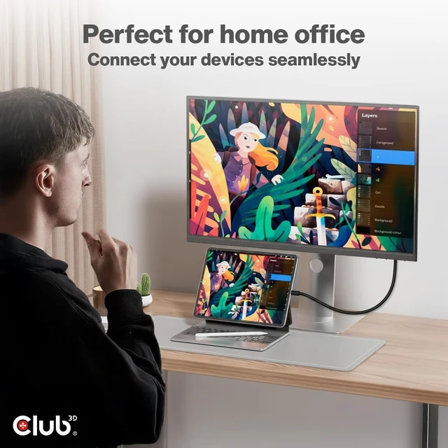 Alt view image 5 of 5 - Club 3D Mini DisplayPort to USB C Cable 2m/6.6ft - DP 2.1 Certified 8K@30Hz 4K@240Hz Video Adapter for Mac PC Gaming Monitor- Bi-Directional Cable