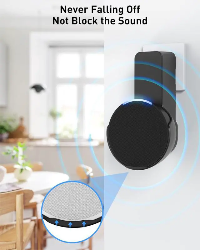 Alt view image 3 of 5 - Maxonar Wall Mount, (2 Packs) Ech0 P0p Wall Mount Speaker Holder No Screws No Drill Needed Cable Hidden Storage Compatible with Google Nest, Ech0 P0p- Black