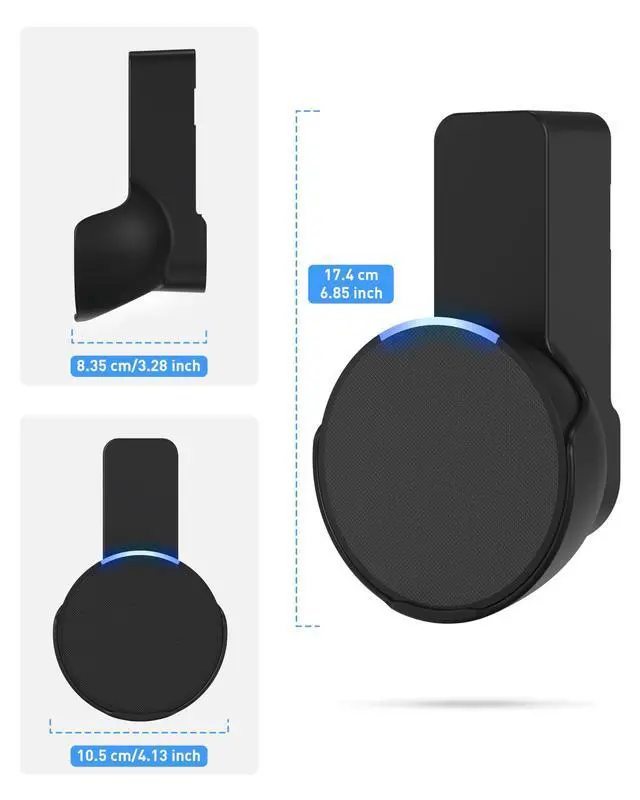 Alt view image 4 of 5 - Maxonar Wall Mount, (2 Packs) Ech0 P0p Wall Mount Speaker Holder No Screws No Drill Needed Cable Hidden Storage Compatible with Google Nest, Ech0 P0p- Black