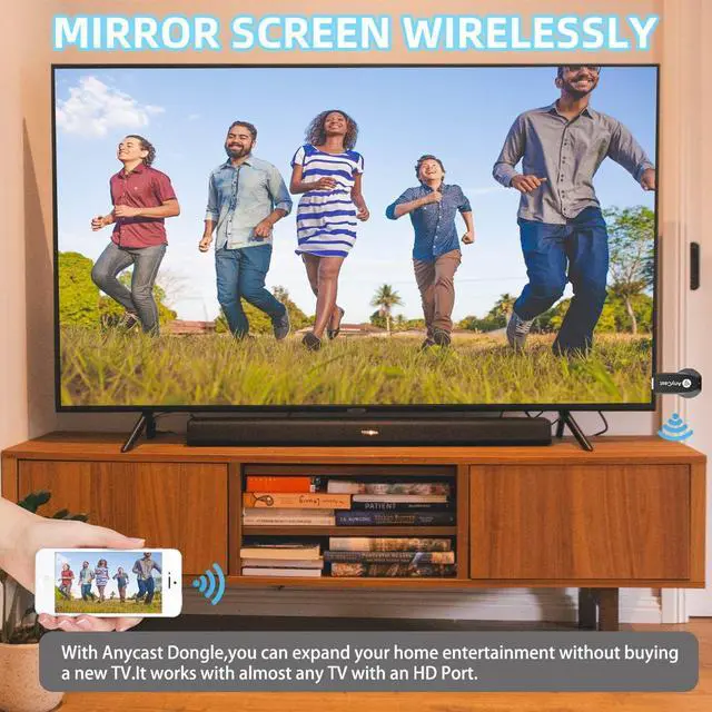 Alt view image 2 of 5 - Anycast Wireless HD Display Adapter Receiver 1080P Screen Mirroring Streaming Media Dongle Compatible with iOS/Android/Windows/Mac to HDTV Monitor Projector