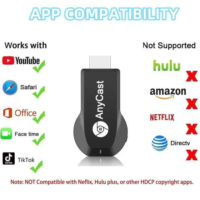 Alt view image 4 of 5 - Anycast Wireless HD Display Adapter Receiver 1080P Screen Mirroring Streaming Media Dongle Compatible with iOS/Android/Windows/Mac to HDTV Monitor Projector