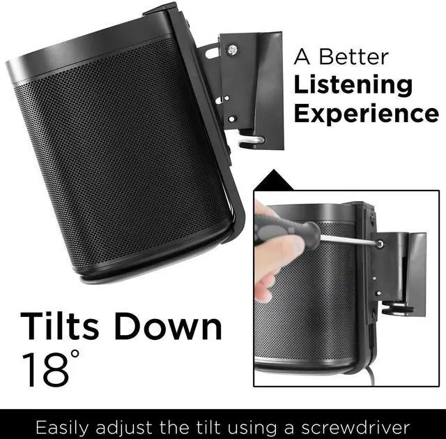 Alt view image 3 of 5 - Mount-It! Adjustable Speaker Wall Mount for SONOS One, One SL and Play:1 - Black