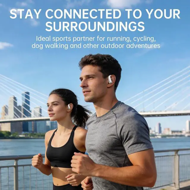 Alt view image 3 of 5 - TANALAZ i70 Open-Ear Headphones, Bluetooth 6.0 Wireless Earbuds with Secure Ear Hooks, IPX5 Sweatproof for Gym & Running, Crystal-Clear Calls, Lightweight Comfort for Workouts & Fitness (Gray)