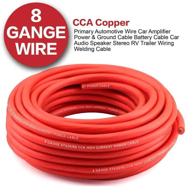 Alt view image 4 of 5 - 8 Gauge Wire (25ft Each - Red/Black) Copper Clad Aluminum CCA - Primary Automotive Wire,Car Amplifier Power & Ground Cable, 20PCS Lugs Terminal Connectors,60A ANL Fuse Block and Heat Shrink Tubing