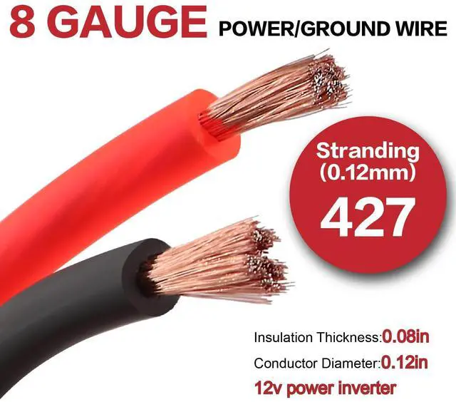 Alt view image 3 of 5 - 8 Gauge Wire (25ft Each - Red/Black) Copper Clad Aluminum CCA - Primary Automotive Wire,Car Amplifier Power & Ground Cable, 20PCS Lugs Terminal Connectors,60A ANL Fuse Block and Heat Shrink Tubing
