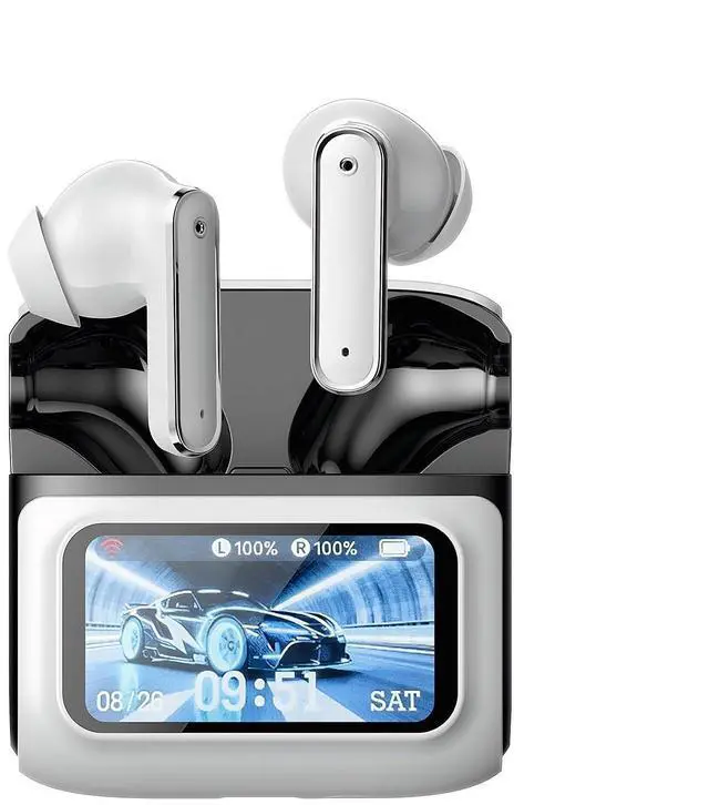 Main image of JKNKCO Wireless Earbuds, in-Ear Bluetooth 6.0 ANC Noise Cancelling, Smart Touch Screen Charging Case, Built-in HD Mic, 24H Playtime, IPX5 Waterproof for Sports Commute Office - MS128 (White)