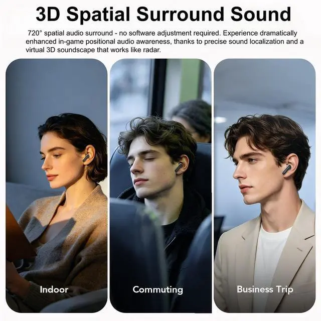 Alt view image 3 of 5 - JKNKCO Wireless Earbuds, in-Ear Bluetooth 6.0 ANC Noise Cancelling, Smart Touch Screen Charging Case, Built-in HD Mic, 24H Playtime, IPX5 Waterproof for Sports Commute Office - MS128 (White)