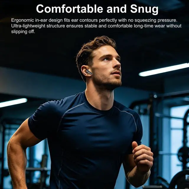 Alt view image 4 of 5 - JKNKCO Wireless Earbuds, in-Ear Bluetooth 6.0 ANC Noise Cancelling, Smart Touch Screen Charging Case, Built-in HD Mic, 24H Playtime, IPX5 Waterproof for Sports Commute Office - MS128 (White)