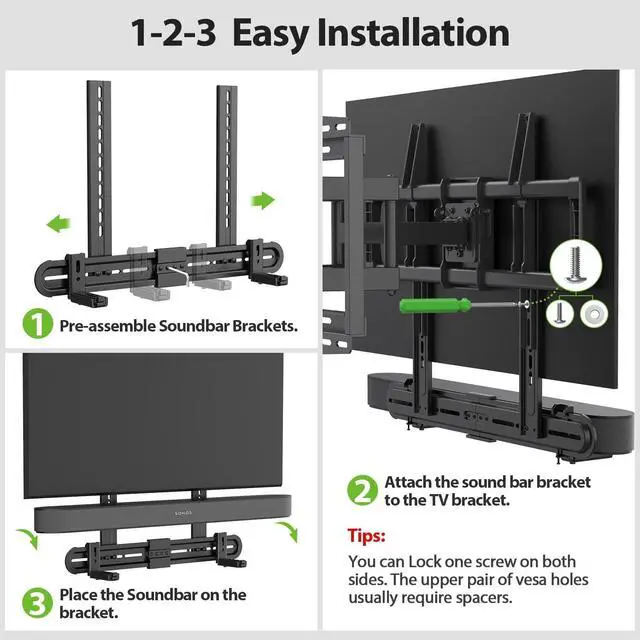 Alt view image 4 of 5 - USX MOUNT Universal Soundbar Mount, Sound Bar TV Bracket for Soundbar with Speaker, Fits 2 Installation Options, Removable No-Slip Base Holder Extends 3.46-6.06