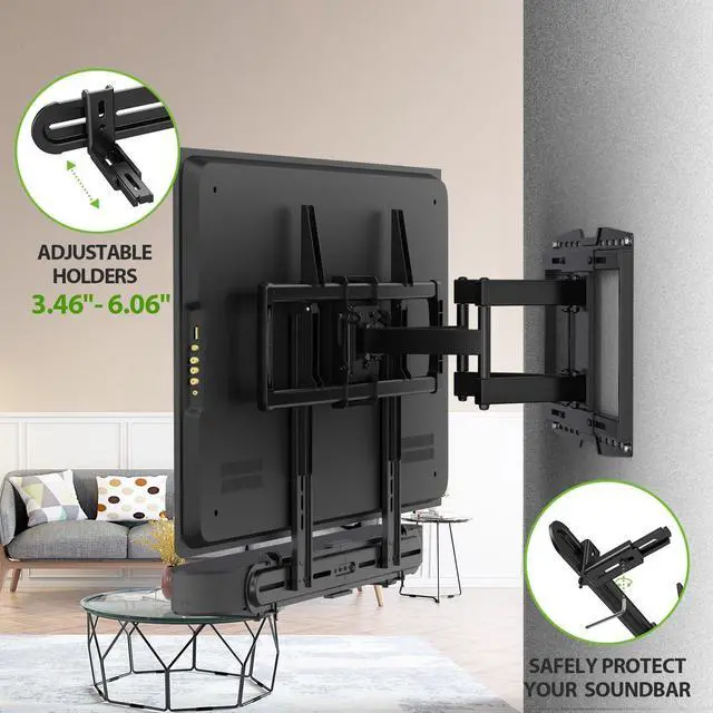 Alt view image 5 of 5 - USX MOUNT Universal Soundbar Mount, Sound Bar TV Bracket for Soundbar with Speaker, Fits 2 Installation Options, Removable No-Slip Base Holder Extends 3.46-6.06