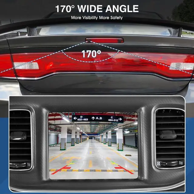 Alt view image 4 of 5 - ACAUTO Rear View Backup Reverse Camera Fit for Dodge Charger Chrysler 300 2011-2014 Parking Back Up Assist Camera Replace# 56054058AD, 56054058AE, 56054058AF