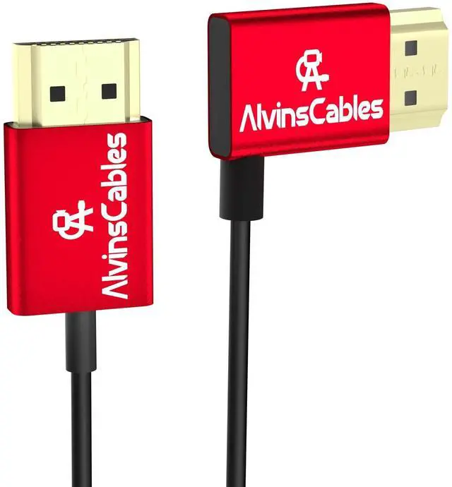 Main image of Alvin's Cables 8K 2.1 HDMI Cable 48Gbps High Speed 2.4mm Ultra-Thin HDMI 8K@60Hz 4K@120Hz for Canon C70, for Sony A7 A9, Blackmagic Camera, Atomos, SmallHD, Right Angle to Straight 2m^^ 6.56ft