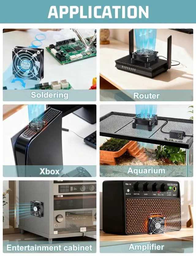 Alt view image 3 of 5 - AmRunJe 80mm 12v dc Small Computer Fan with AC Plug 110v 220v Variable Speed Dual Ball Bearing for Cooling Laptop Electronics PC Case Router Xbox Server Receiver DVR