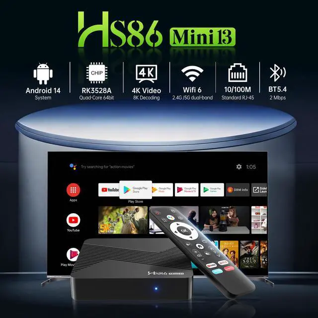 Alt view image 2 of 5 - Android 14.0 TV Box HS86 MINI13 4GB RAM 32GB ROM RK3528A 4K Dual WiFi BT5.4