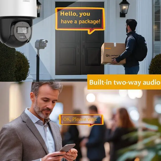 Alt view image 4 of 5 - DS-2DE2C400MWG-E 4MP Mini PT POE Outdoor Camera, 2.8MM Wide Lens, H.265+, Smart Hybrid-light, Support Human Detection and Auto-tracking, Built-in Microphone, Speaker, Card Slot(Up to 512 GB), IP66