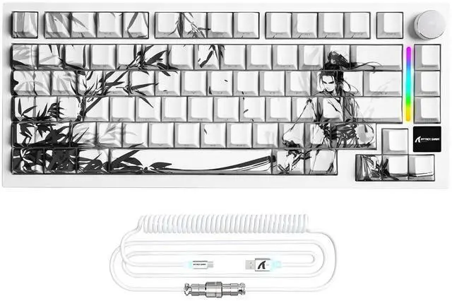 Main image of MAMBASNAKE Attack Shark X820 Ultra Wireless Mechanical Keyboard with TFT Smart Display&Knob,75% Bluetooth/2.4GHz/USB-C Keyboard,Gasket-Mounted Linear Switch with Coiled Cable,for Win/Mac, Ink S