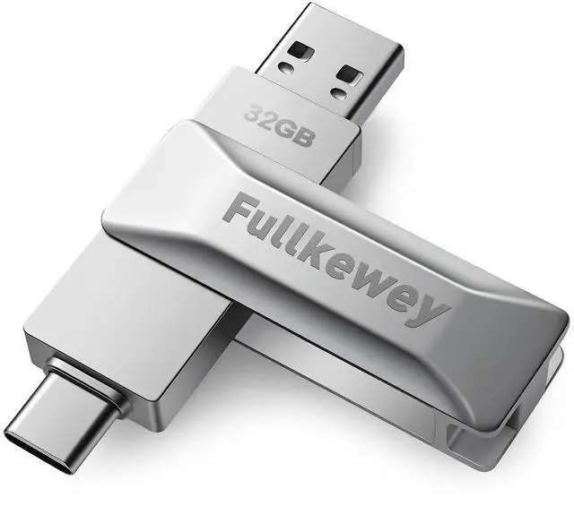Main image of Fullkewey 256G Ultra Fast USB 3.0 Flash Drive, 2 in 1 USB 3.0 Type C Dual OTG Metal Thumb DriveexFAT Memory Stick for iPhone 15 and 16, iPad, Android Phone, Tablet, Laptop, Silver