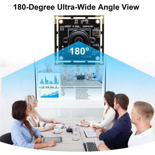 Alt view image 3 of 5 - ALPCAM USB Camera Module Wide Angle 180 Degree Fisheye USB Webcam Low Illumination 1080P Webcam for Raspberry Pi,USB2.0 Lightburn Camera,Plug and Play for Windows/Linux/Mac