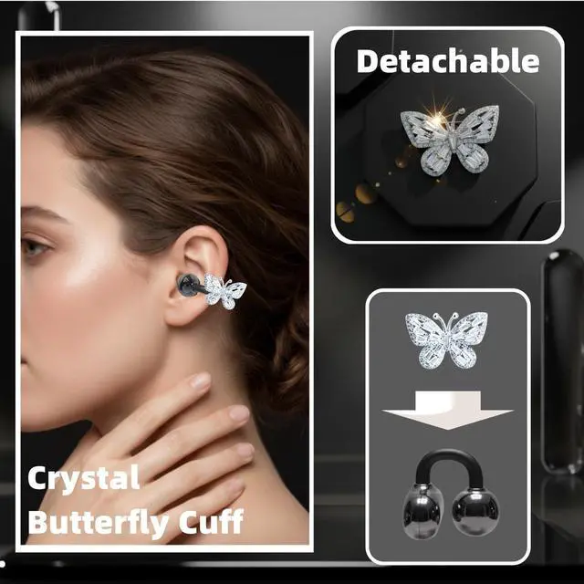 Alt view image 2 of 5 - xzqioue Clip On Earbuds Jewelry, Open Ear Headphones Wireless Bluetooth Earring Clip-On Headphones, Fit Ears Cuff Headphones for Women, Jewelry Earring Earbuds for Work, Run & Sleep