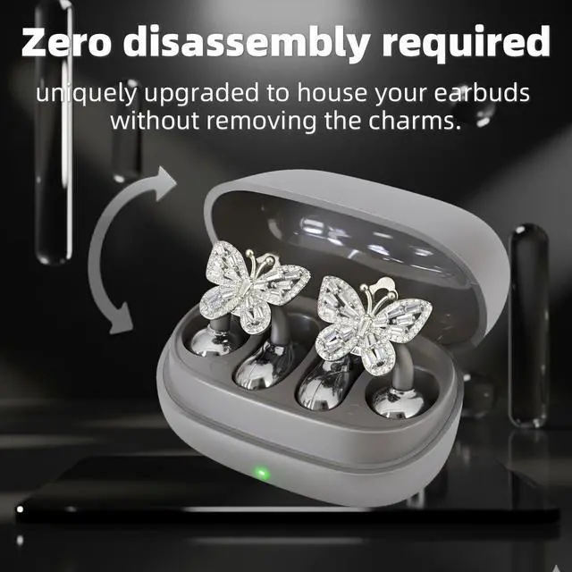 Alt view image 3 of 5 - xzqioue Clip On Earbuds Jewelry, Open Ear Headphones Wireless Bluetooth Earring Clip-On Headphones, Fit Ears Cuff Headphones for Women, Jewelry Earring Earbuds for Work, Run & Sleep