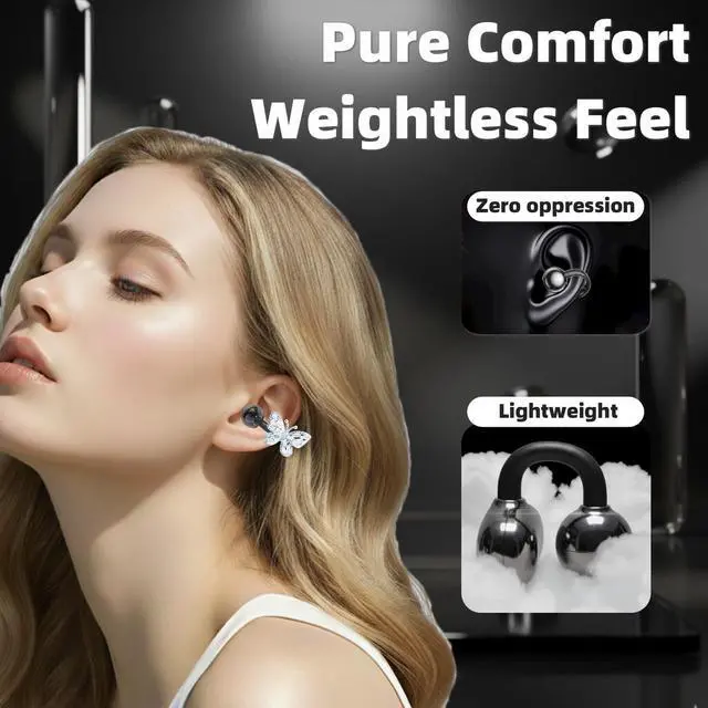Alt view image 4 of 5 - xzqioue Clip On Earbuds Jewelry, Open Ear Headphones Wireless Bluetooth Earring Clip-On Headphones, Fit Ears Cuff Headphones for Women, Jewelry Earring Earbuds for Work, Run & Sleep