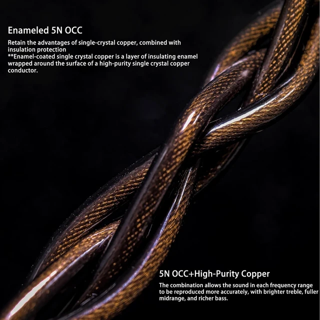 Alt view image 5 of 5 - Elihp 21AWG 5N OCC IEM Cable, 0.78mm 2-Pin to 3.5mm Replacement Cord, 1.25m