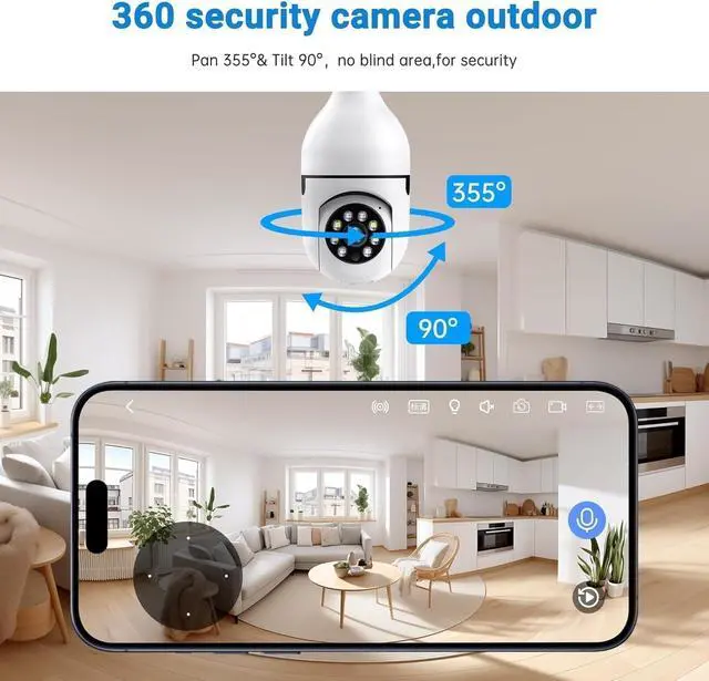 Alt view image 5 of 5 - Seeborder Light Bulb Security Cameras,5MP & 360 PTZ Light Bulb Camera Outdoor, 5G&2.4G Light Bulbs Camera,AI Motion Detection,Color Night Vision,2-Way Talk,Cloud/TF Storage,Compatible with Alexa