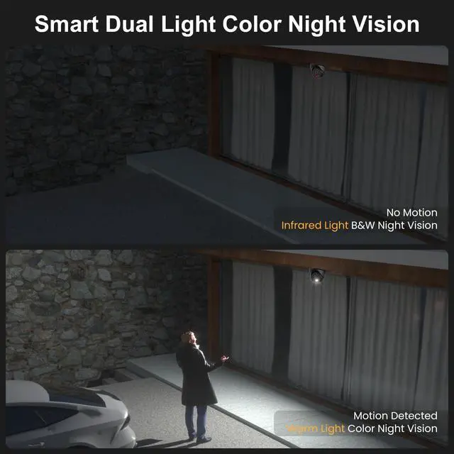 Alt view image 3 of 5 - UNILOOK 4K 8MP PoE Security Camera, Turret IP Camera Outdoor Indoor Wired, 100ft Smart Color Night Vision, Human/Vehicle Detection, IP66, Built-in Audio, @20fps, Wide Angle, Full Metal, NDAA (Black)