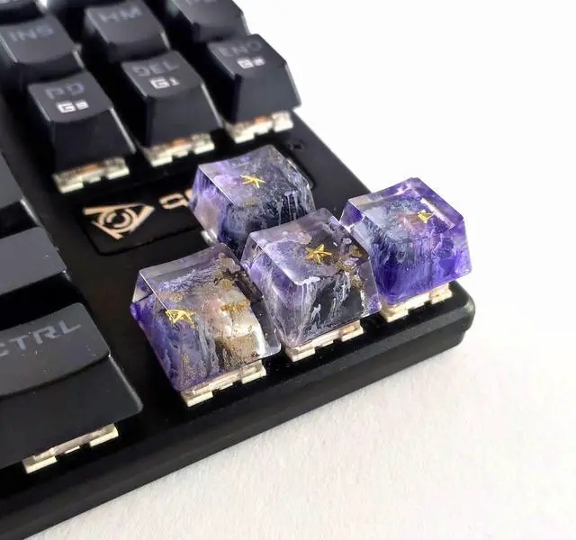 Alt view image 2 of 5 - Custom Resin Galaxy Arrow Keycaps, Artisan Keycaps Set (OEM R1) for Cherry MX Mechanical Gaming Keyboards