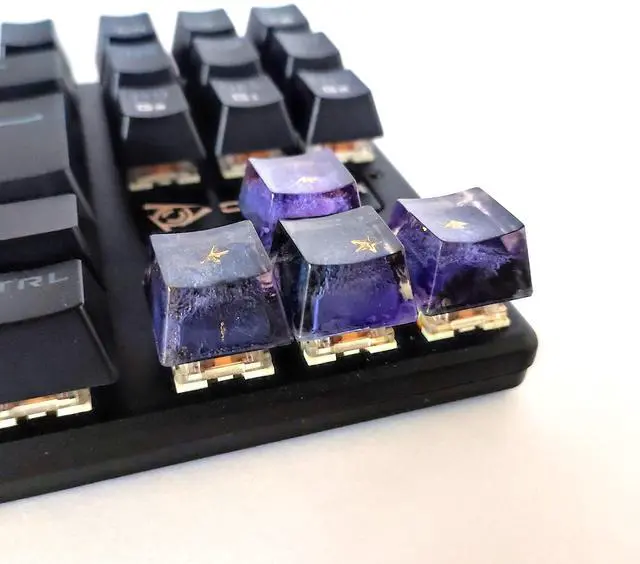 Alt view image 4 of 5 - Custom Resin Galaxy Arrow Keycaps, Artisan Keycaps Set (OEM R1) for Cherry MX Mechanical Gaming Keyboards