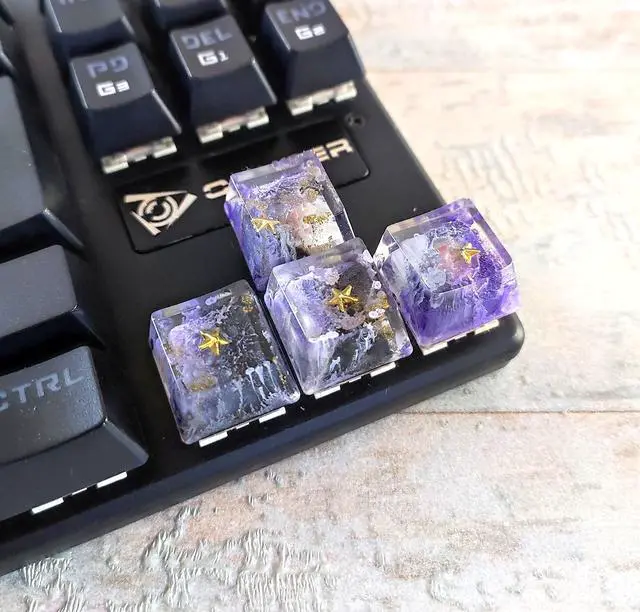 Alt view image 3 of 5 - Custom Resin Galaxy Arrow Keycaps, Artisan Keycaps Set (OEM R1) for Cherry MX Mechanical Gaming Keyboards