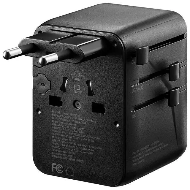 Alt view image 3 of 5 - Insignia All-in-One Ground Travel Adapter Converter Series with USB Ports (45W All-in-1 Travel Adapter)