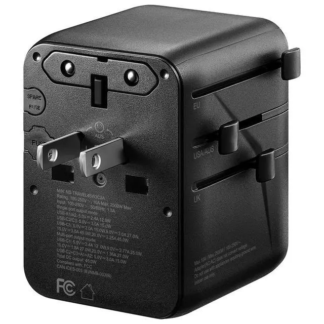 Alt view image 4 of 5 - Insignia All-in-One Ground Travel Adapter Converter Series with USB Ports (45W All-in-1 Travel Adapter)
