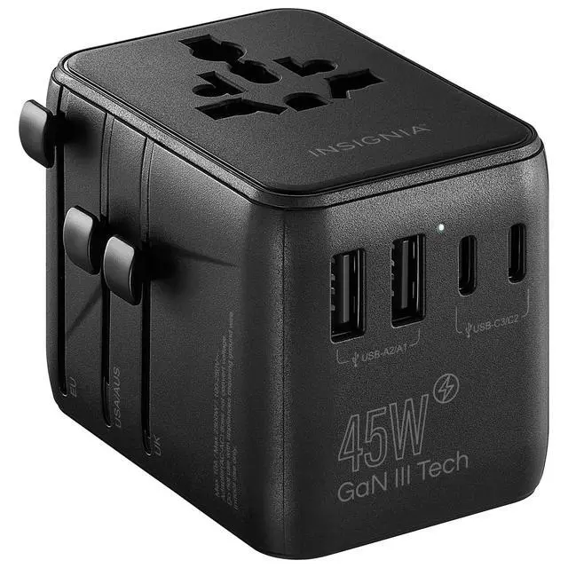 Alt view image 5 of 5 - Insignia All-in-One Ground Travel Adapter Converter Series with USB Ports (45W All-in-1 Travel Adapter)