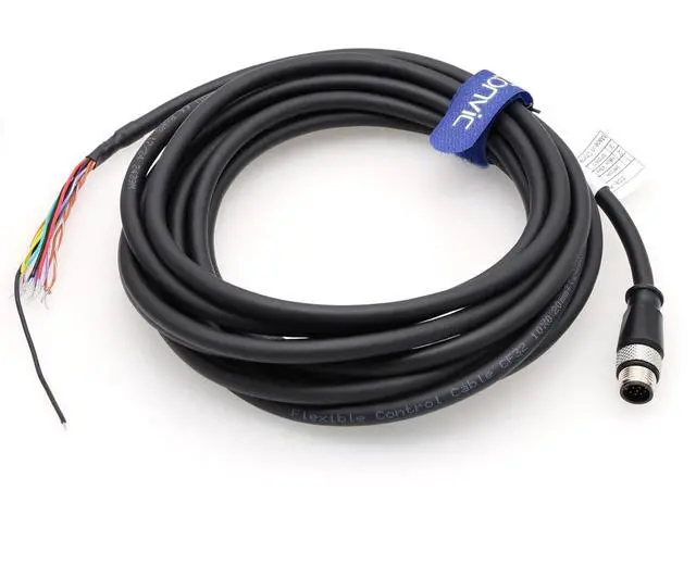 Main image of Eonvic M12 12 Pin A Code Male to Flying Leads CCB-PWRIO High Flex Shielded Cable for Cognex Camera in Sight 2000 Series Visual Sensors in Sight 2000 7000 8000 Zebra FXR90 Reader