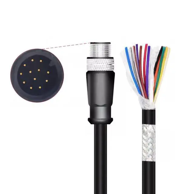 Alt view image 2 of 5 - Eonvic M12 12 Pin A Code Male to Flying Leads CCB-PWRIO High Flex Shielded Cable for Cognex Camera in Sight 2000 Series Visual Sensors in Sight 2000 7000 8000 Zebra FXR90 Reader