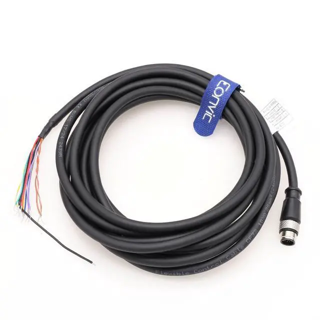 Alt view image 5 of 5 - Eonvic M12 12 Pin A Code Male to Flying Leads CCB-PWRIO High Flex Shielded Cable for Cognex Camera in Sight 2000 Series Visual Sensors in Sight 2000 7000 8000 Zebra FXR90 Reader