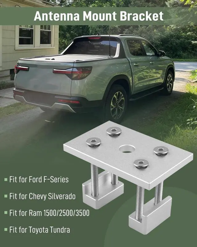Alt view image 2 of 5 - Quaneguzy Stainless Steel Stake Pocket Antenna Mount Fit for CB HAM Radio, 1/2" Center Hole Fit for Ford F-Series Chevy Silverado Ram 1500/2500/3500 for Toyota Tundra No Drill