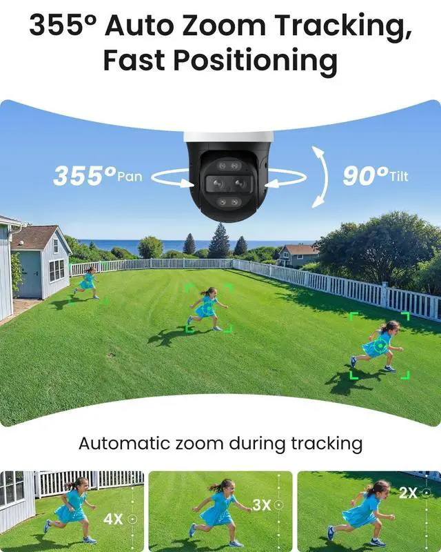 Alt view image 3 of 5 - REOLINK PTZ Security Camera System 4K, IP PoE 360 Camera with Dual-Lens, Auto 6X Hybrid Zoomed Tracking, 355 Pan & 90 Tilt, Outdoor Surveillance, AI Detection, TrackMix PoE