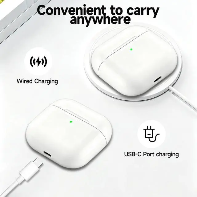 Alt view image 4 of 5 - Aelebey Earbuds Charging Case Compatible for Air Pod 4 Gen with Type-C Charging Port,Replacement with Airpods 4 Wireless Charging Case with Bluetooth Pairing Sync ButtonEarbuds not Included