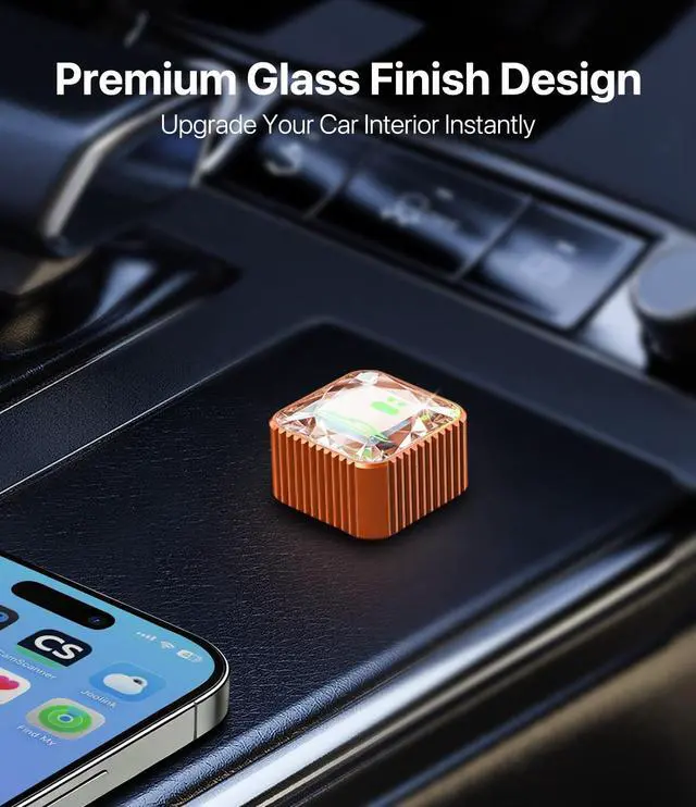 Alt view image 2 of 5 - Wireless CarPlay Adapter for iPhone, Premium Glass Finish Design, 5s Auto-Connect, Mini Wireless CarPlay Dongle Compatible with Apple CarPlay, Plug & Play for Factory Wired Cars, Low Lat