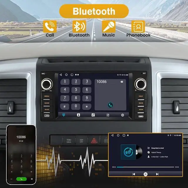 Alt view image 5 of 5 - Junsun Car Radio Stereo for Dodge Ram 1500 2500 3500 2009 2010 2011 2012 Avenger Challenger 2008 2009 2010 2011 2012 2013 2014, 7 Inch Touch Screen with Wireless CarPlay Android Auto Backup Cam