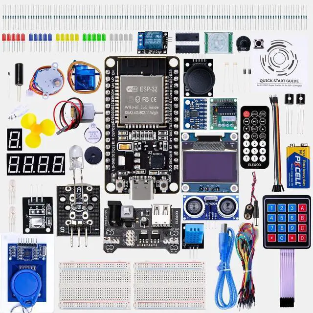 Main image of ELEGOO ESP-32 Super Starter Kit with Tutorial and Development Board USB-C Dual Core Microcontroller Support AP/STA/AP+STA, CP2102 Chip Compatible with Arduino IDE