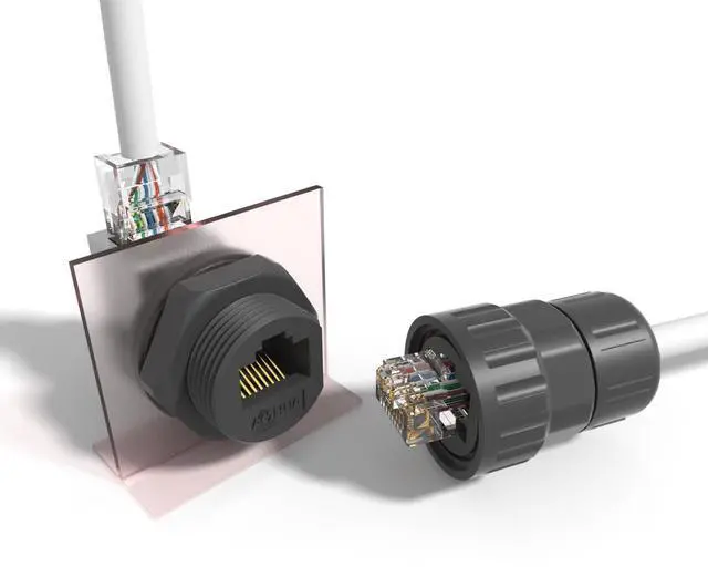 Main image of AOHUA IP68 Waterproof RJ45 Coupler (4-Pack) - 90 Panel-Mount Shielded Ethernet Connector Extender with Dust Cap Cover for Cat5/Cat6/Cat7 Internet Cables (AH-RJ45-M21F90)