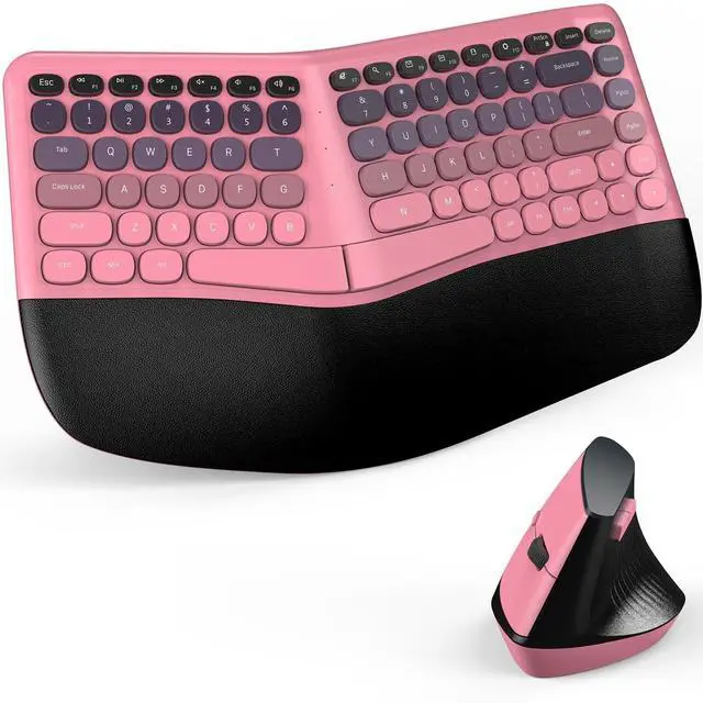 Main image of MOFII Wireless Ergonomic Keyboard & Mouse Combo Split Curved Keyboard with Wrist Rest (All-Day Comfort) + Wireless Vertical Ergonomic Optical Mouse, Compatible with PC/Laptop/Desktop- P
