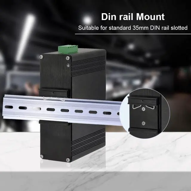 Alt view image 5 of 5 - Industrial 8-Port Gigabit Ethernet Switch DIN Rail Mount - 10/100/1000Mbps Unmanaged With 2 SFP Fiber Ports