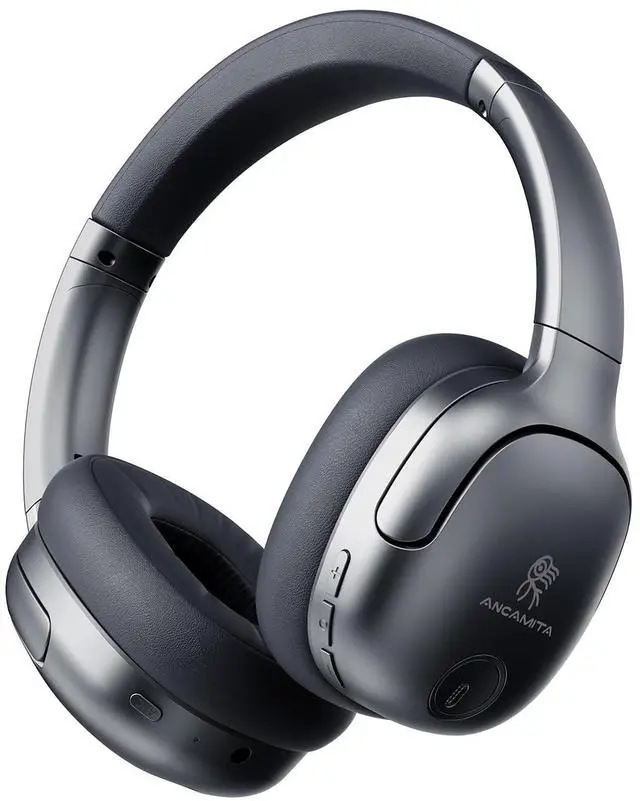 Main image of ANCAMITA Wireless Hybrid Active Noise Cancelling Headphones, 50H Playtime Wireless Over Ear Headphones with Microphone, HiFi Deep Bass, Comfortable Foldable Earphones for Travel/Work (Gr
